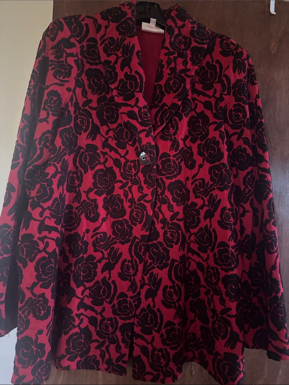 3 Sisters Red and Black Floral Blazer Jacket
